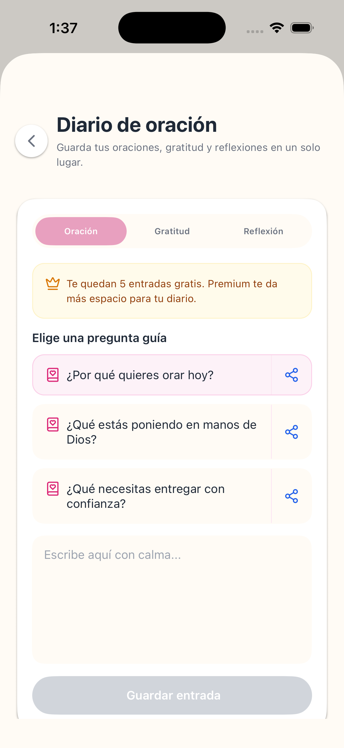 Diario de oración y gratitud