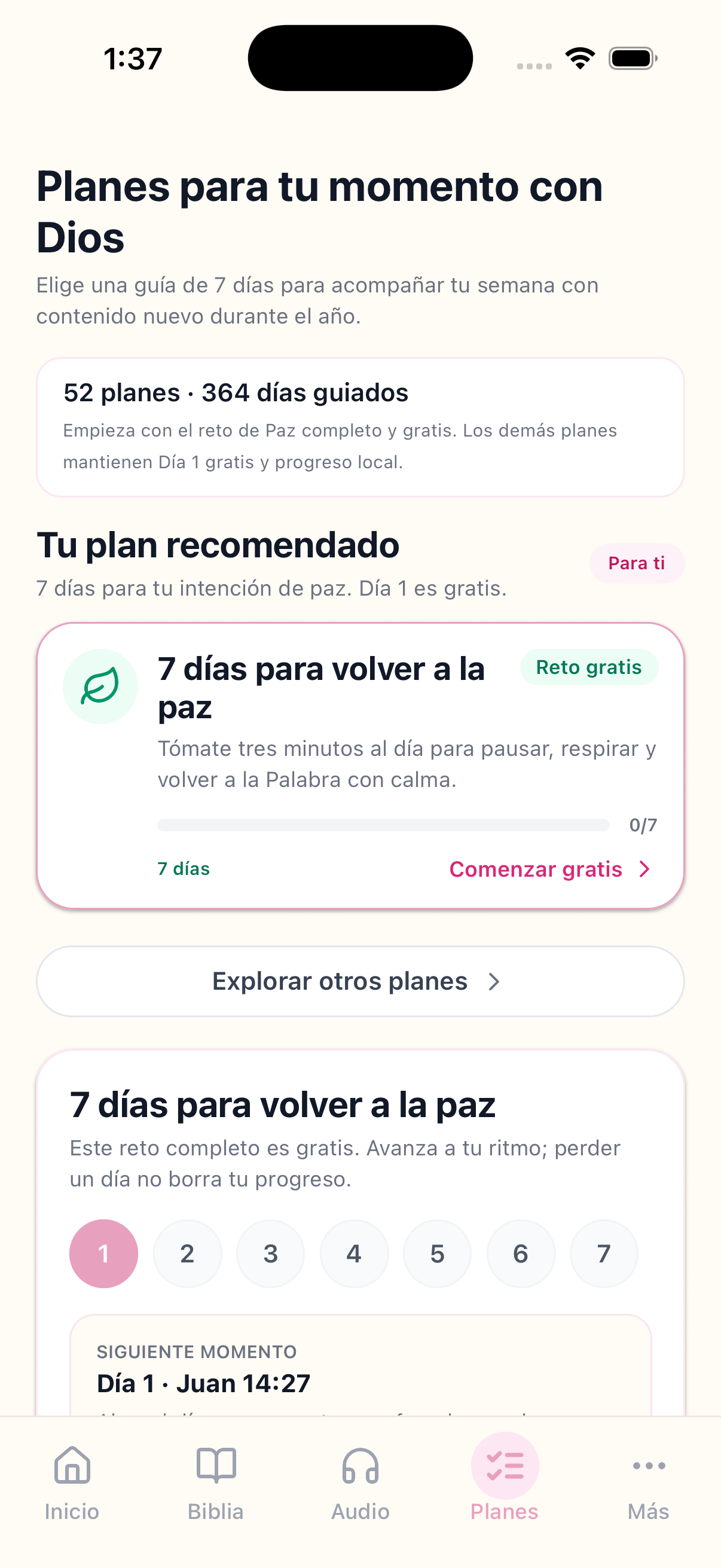Planes de paz, fortaleza y gratitud